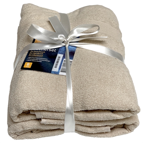Handtuch 6er Set 100% Baumwolle Frottee Beige Creme | Mucola Online Shopping